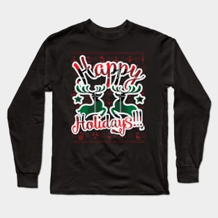 Happy Holidays Deer Long Sleeve T-Shirt